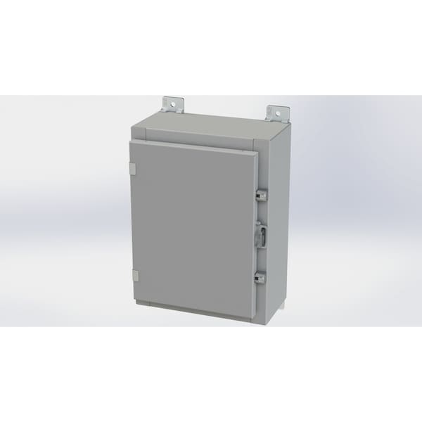 Clamps with Padlock Hasp Electrical Enclosures, 16 in H, 6 in D, 12 in W, NEMA 4, Carbon Steel
